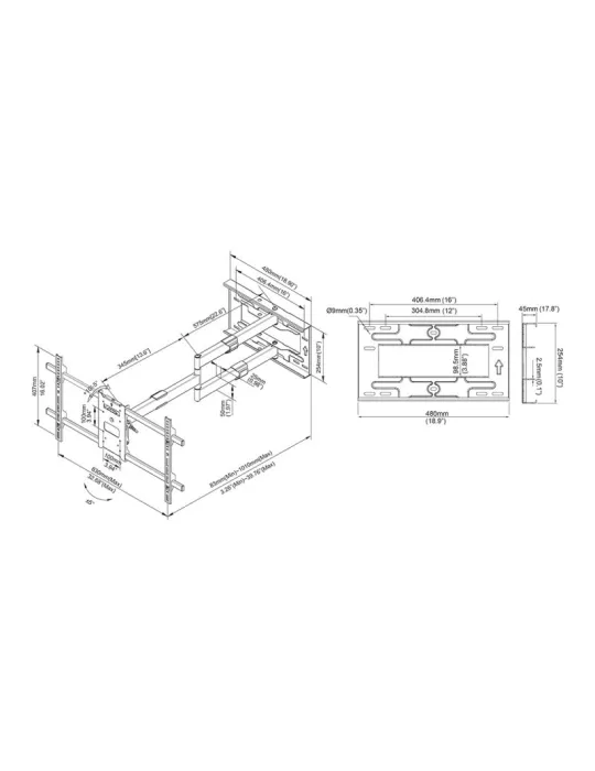 6539 Gelenkige Wandhalterung Multibrackets Long Reach Arm 1010mm Art   null MUL6539 | MusicGoodDeal