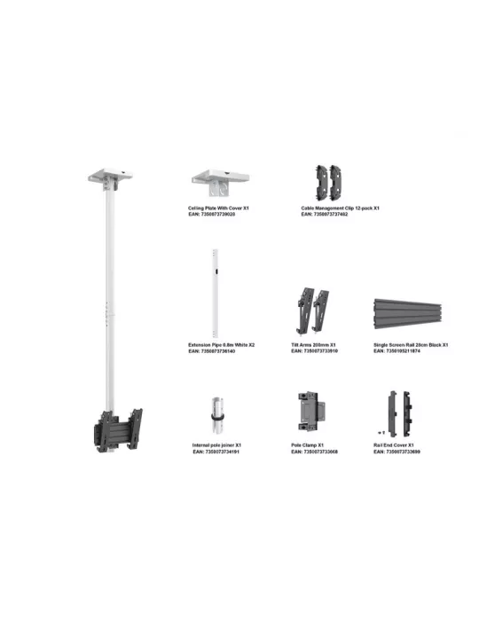 MULTIBRACKETS 8669 Deckenhalterung Multibrackets Ceiling Mount Pro MBC1U Weiß - 24 -32 -Bildschirm VESA Max 200x200 MULTIBRACK