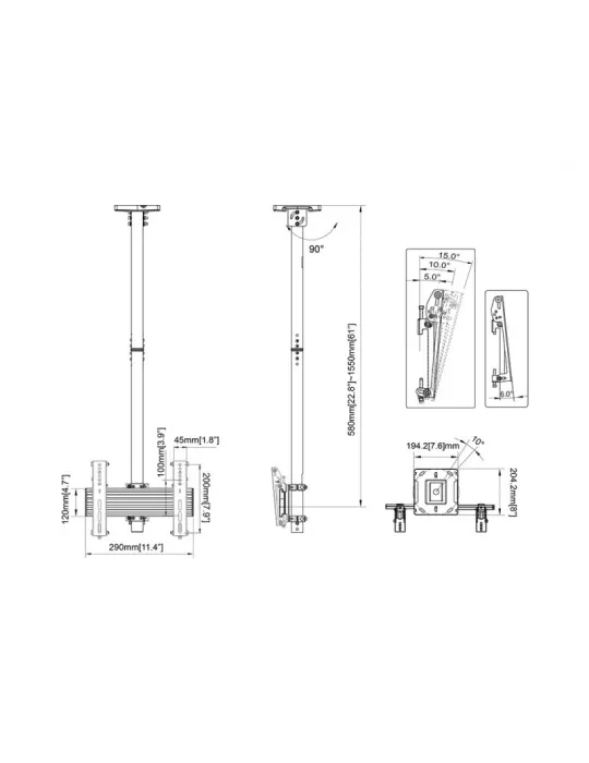 MULTIBRACKETS 8669 Ceiling Mount Multibrackets Ceiling Mount Pro MBC1U White - 24 -32  screen VESA Max 200x200 MULTIBRACKETS M