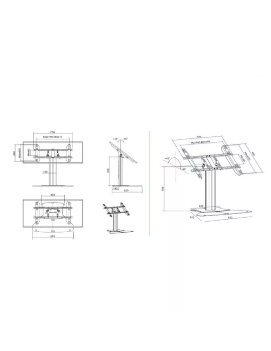 MULTIBRACKETS 6805 Support Sol Multibrackets Display Stand 80 HD Floorbase Single Silver - écran 32"-55" VESA Max 700x400