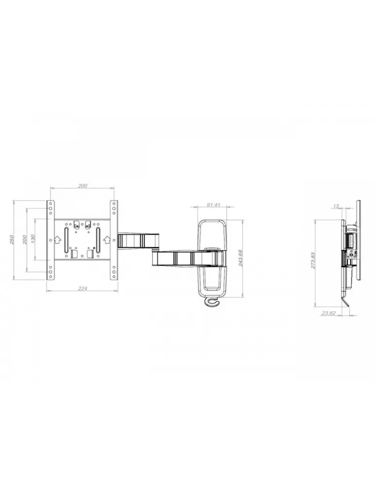 MULTIBRACKETS 7310 Support mural inclinable et rotative Multibrackets Flexarm Tilt & Turn III - écran 15"-32" VESA Max 200x200