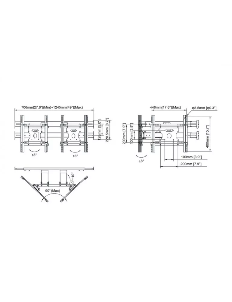 MULTIBRACKETS 0747 Soporte sobre rayo Multibrackets Store Shelf Mount Pro Dual - 2 pantallas 50 -55  VESA Max 400x400 MULTIBRA