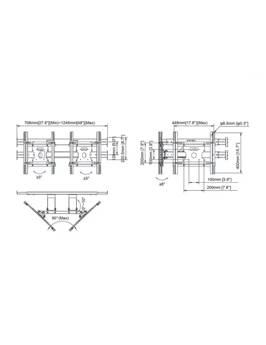 MULTIBRACKETS 0747 Support sur rayonnage Multibrackets Store Shelf Mount Pro Dual - 2 screens 50 -55  VESA Max 400x400 MULTIBR
