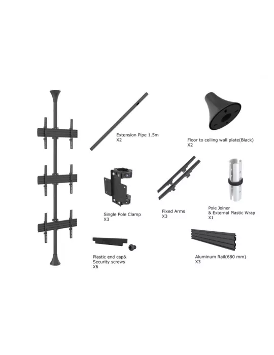 MULTIBRACKETS 3644 Boden-Decken-Halterung Multibrackets Floor to Ceiling Mount Pro MBFC3U - 3 Monitore 40 -65  VESA Max 600x40