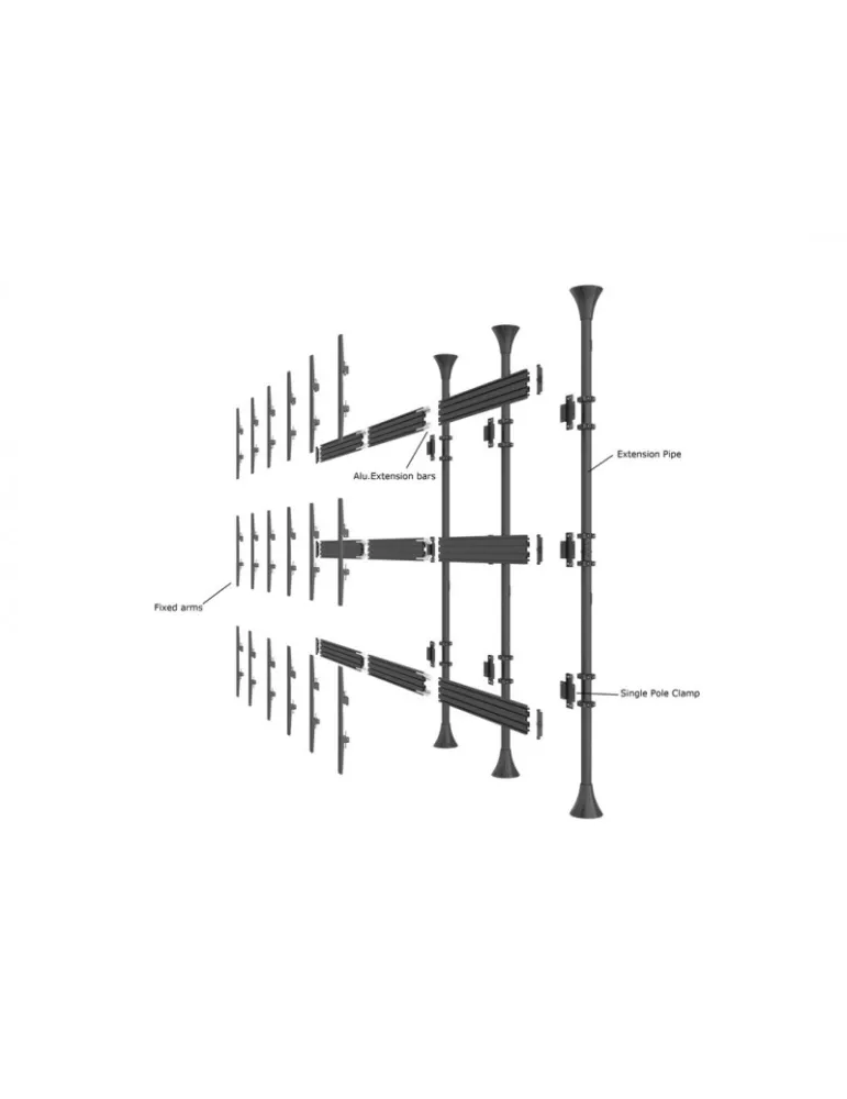 MULTIBRACKETS 3644 Support sol plafond Multibrackets Floor to Ceiling Mount Pro MBFC3U - 3 screens 40 -65  VESA Max 600x400 MU
