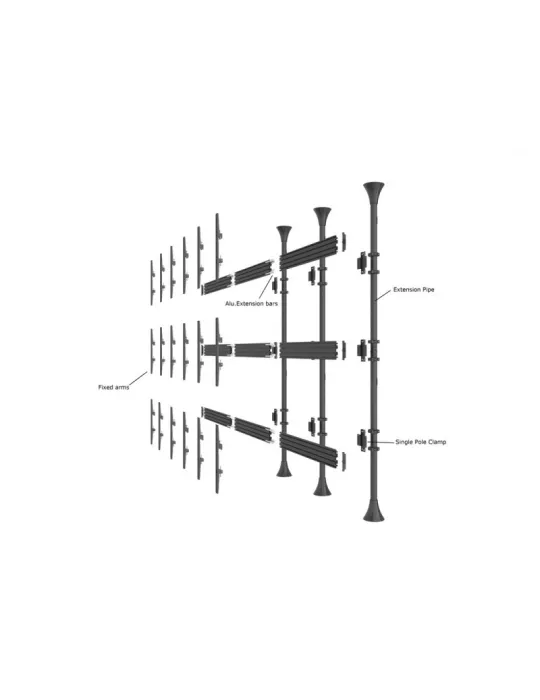 MULTIBRACKETS 3644 Soporte sol plafond Multibrackets Soporte de suelo a techo Pro MBFC3U - 3 pantallas 40 -65  VESA Max 600x40