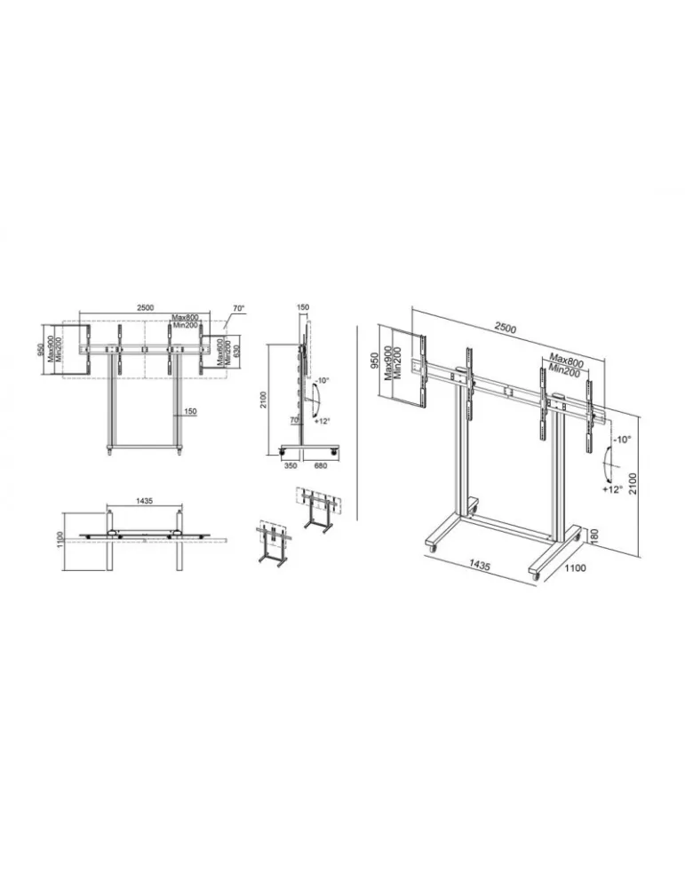 MULTIBRACKETS 3019 Soporte móvil Multibrackets Public Display Stand 210 Dual Negro REF MULTIBRACKETS MUL3019 | MusicGoodDeal