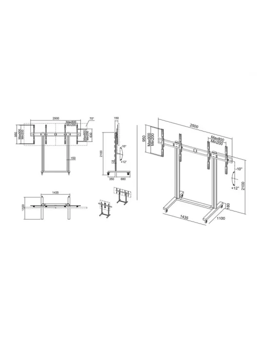 MULTIBRACKETS 3019 Mobiler Ständer Multibrackets Public Display Stand 210 Dual Black REF MULTIBRACKETS MUL3019 | MusicGoodDeal