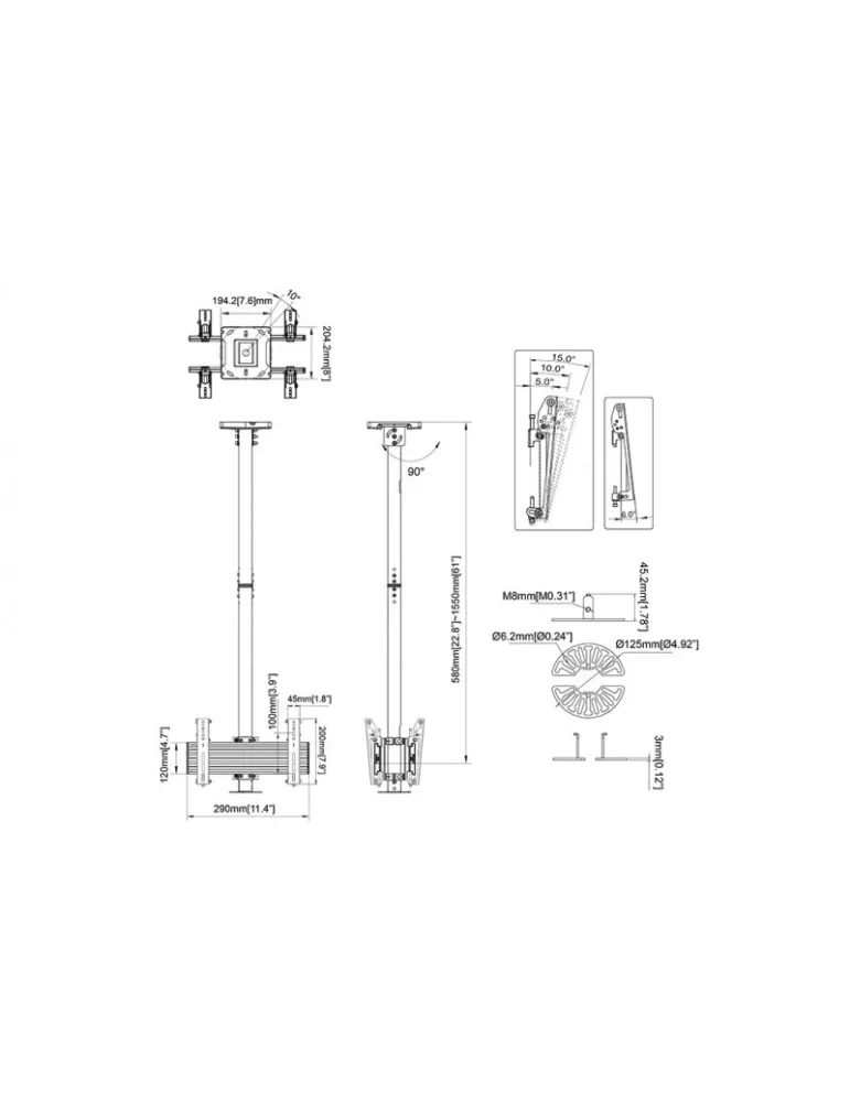 MULTIBRACKETS 6596 Support plafond Multibrackets Ceiling Mount Pro CCTV MBC1UX2 - écran VESA Max 200 MULTIBRACKETS MUL6596 | M