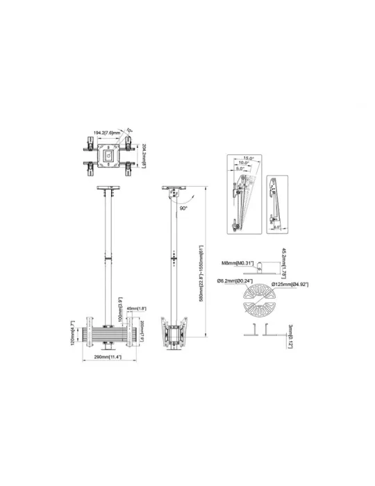 MULTIBRACKETS 6596 Support plafond Multibrackets Ceiling Mount Pro CCTV MBC1UX2 - écran VESA Max 200 MULTIBRACKETS MUL6596 | M