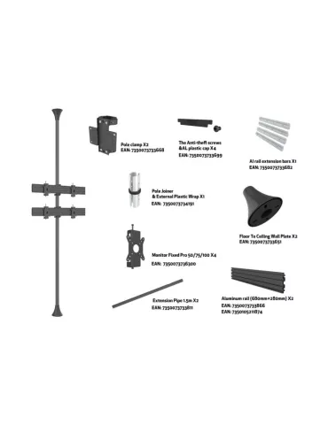 MULTIBRACKETS 2000 Support sol plafond Multibrackets Floor to Ceiling Mount Pro MBFC2X2U-F100 - 4 écrans 15"-32" VESA Max 100x1 2