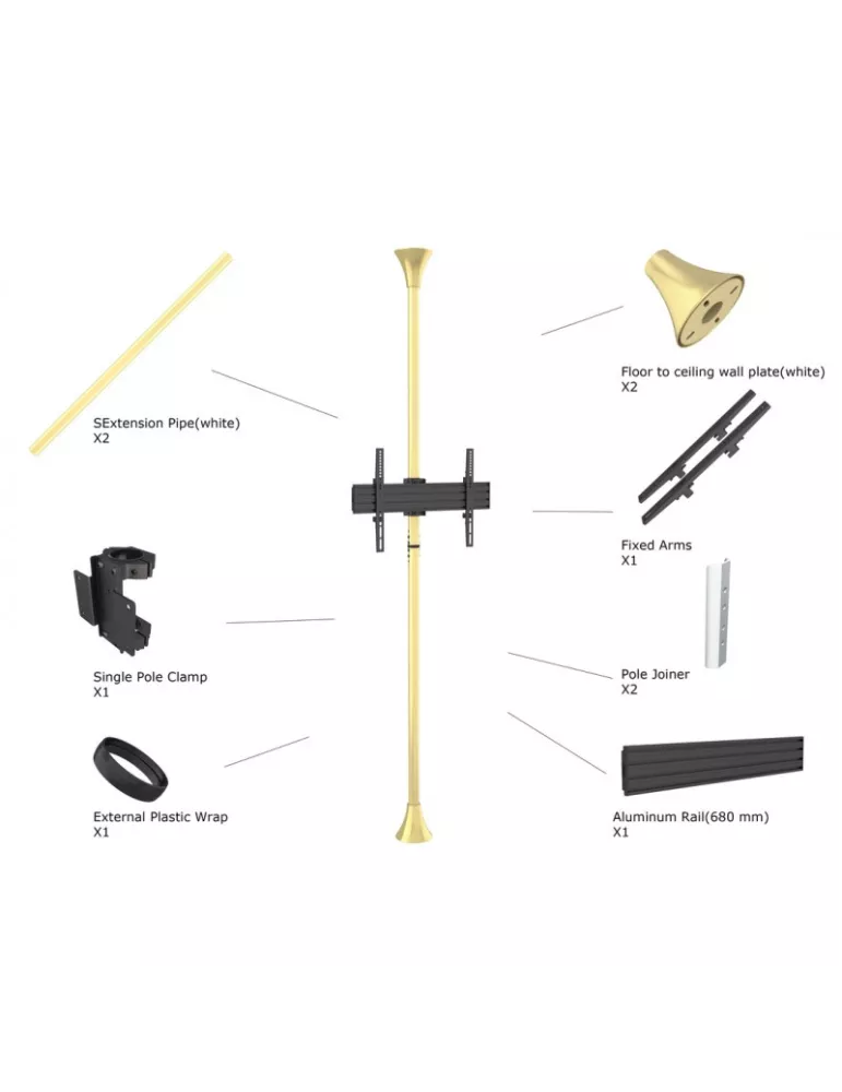 MULTIBRACKETS 5709 Boden-Decken-Halterung Multibrackets Floor to Ceiling Mount Pro MBFC1U Messing - 40 -65 -Bildschirm VESA Ma