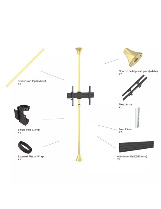 MULTIBRACKETS 5709 Boden-Decken-Halterung Multibrackets Floor to Ceiling Mount Pro MBFC1U Messing - 40 -65 -Bildschirm VESA Ma