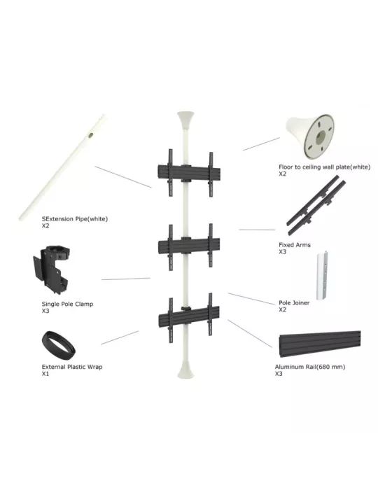 MULTIBRACKETS 5747 Support sol plafond Multibrackets Floor to Ceiling Mount Pro MBFC3U REF  MULTIBRACKETS MUL5747 | MusicGoodD