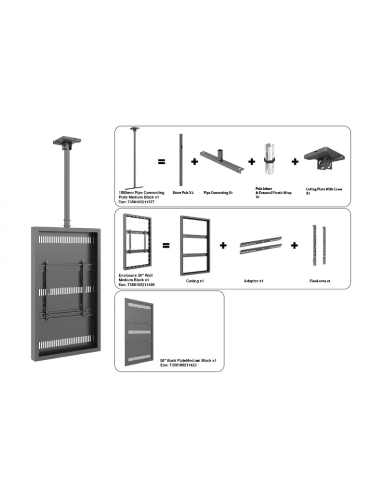 MULTIBRACKETS 3854 Caisson moniteur 50'' + accroche plafond Multibrackets Enclosure 50'' REF: