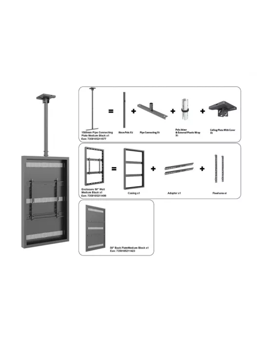 MULTIBRACKETS 3854 Caisson moniteur 50'' + accroche plafond Multibrackets Enclosure 50'' REF: