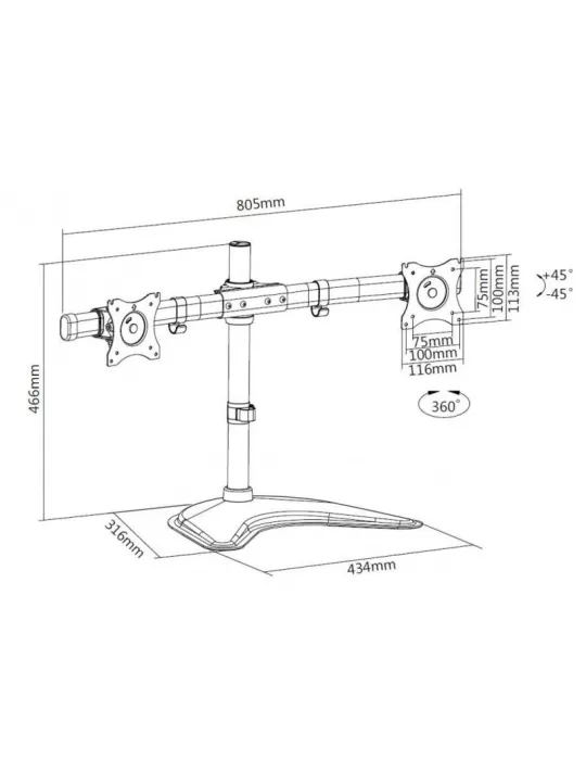MULTIBRACKETS 3330 Support de table inclinable Multibrackets Deskstand Basic Dual - 2 écrans 15"-27" VESA Max 100x100