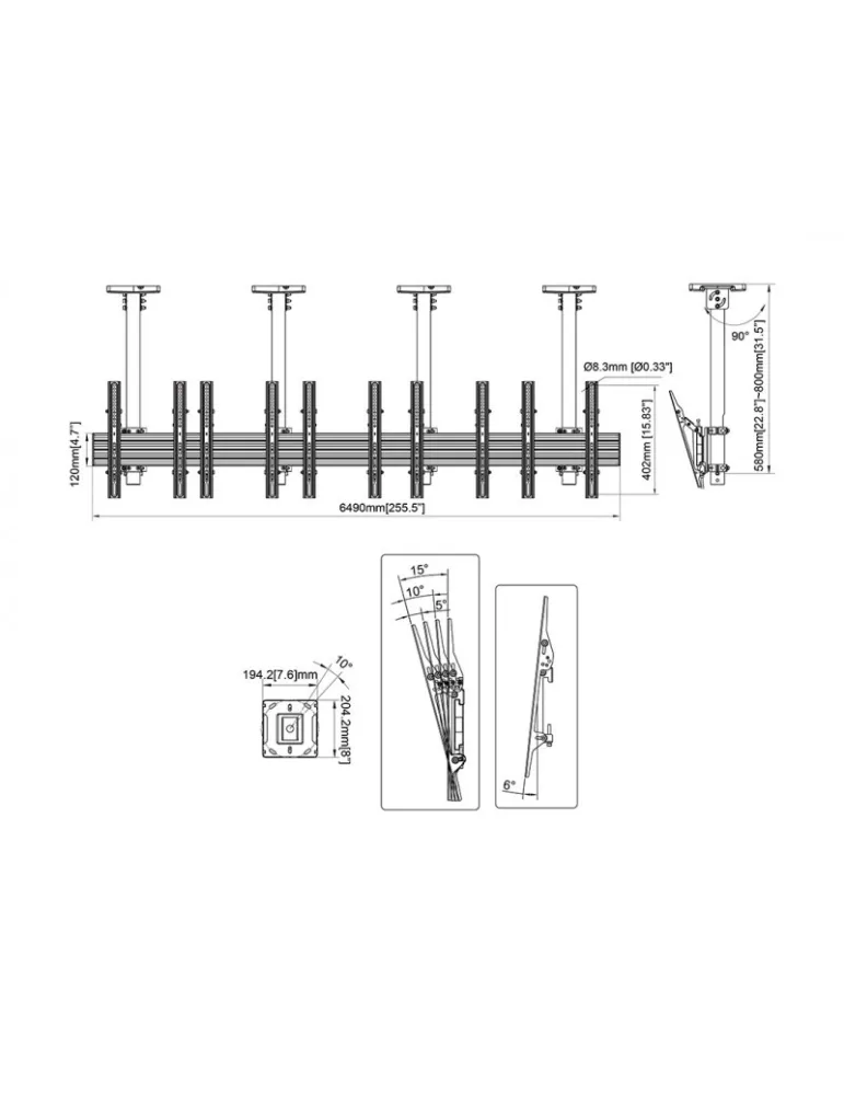 MULTIBRACKETS 5360 Multibrackets Menu Board Mount Pro MBC5X1U - 5 pantallas 40 -65  VESA Max 600x400 MULTIBRACKETS MUL5360 | M
