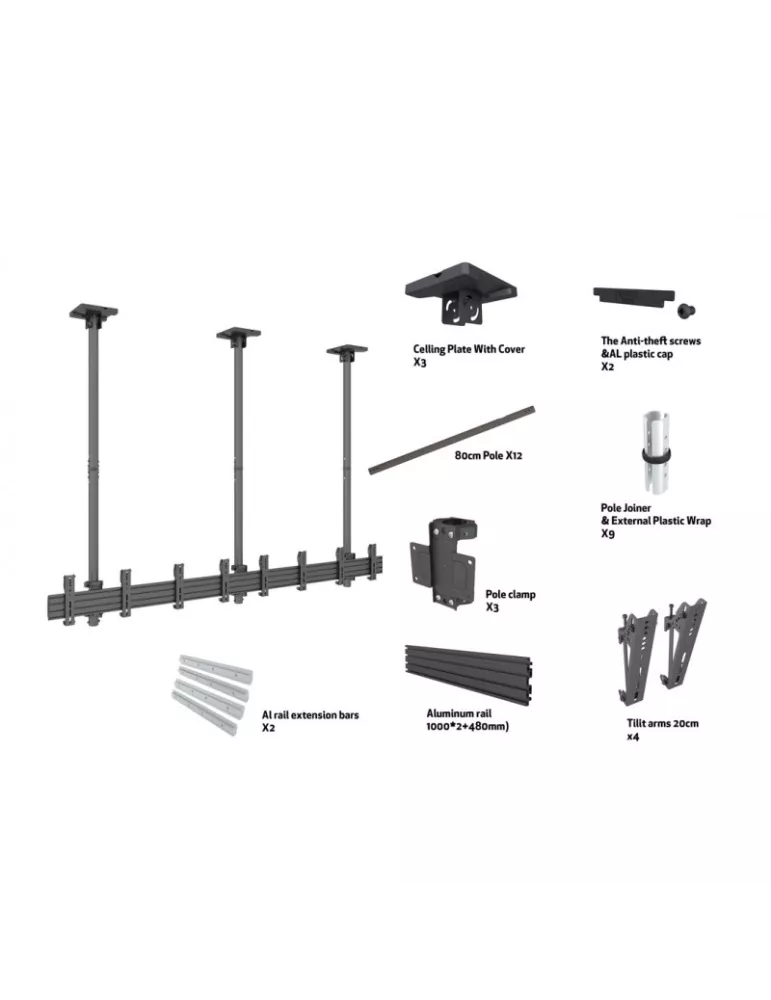 MULTIBRACKETS 2277 Ceiling mount Menuboard Multibrackets MBC4X1U Ceiling Mount Pro - 4 screens 30 -42  VESA Max 200x200 MULTIB