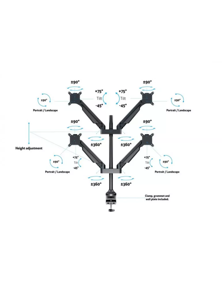 MULTIBRACKETS 2609 Soporte de mesa Quad Multibrackets Brazo elevador de gas Quad HD para pantalla de 15 - 32  Carga 21Kg Vesa