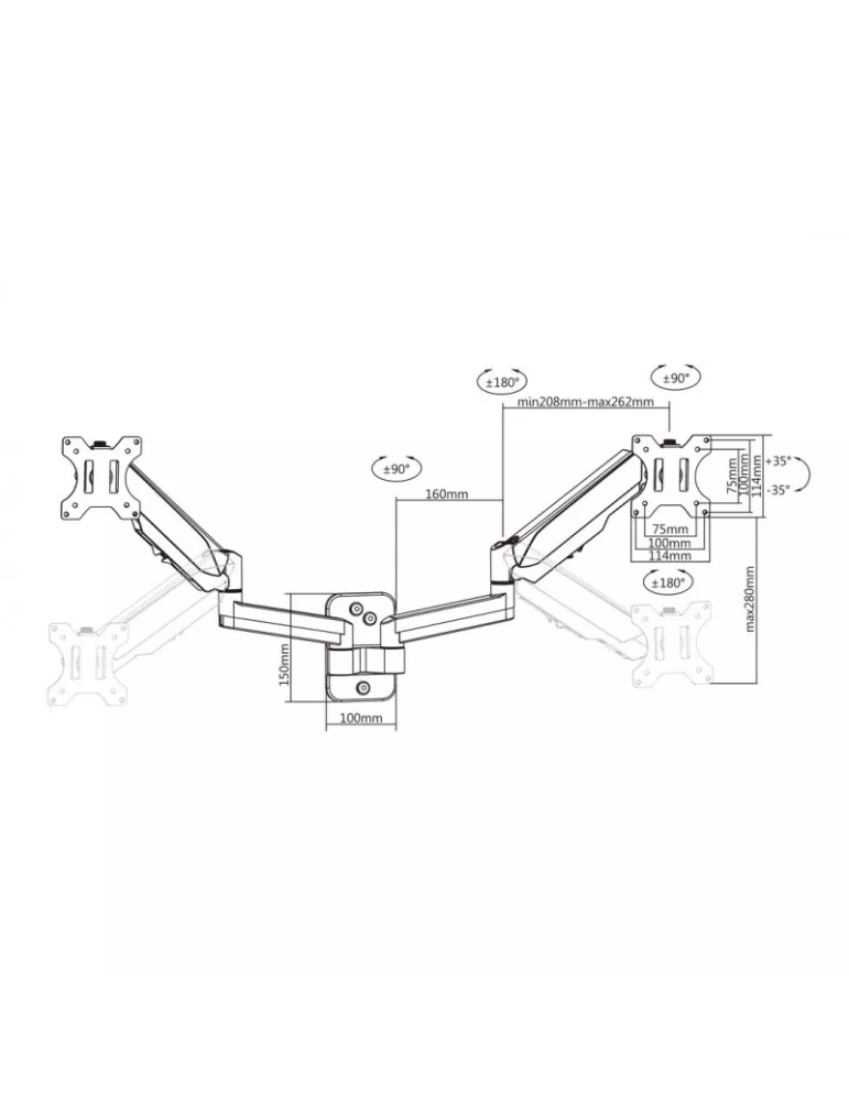 MULTIBRACKETS 0037 Soporte de mesa articulado Multibrackets Monitorormount Wall Basic Dual - 2 pantallas 17  - 32  VESA Max 10