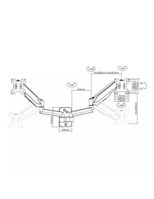 MULTIBRACKETS 0037 Articulating table stand Multibrackets Monitorormount Wall Basic Dual - 2 screens 17  - 32  VESA Max 100x10