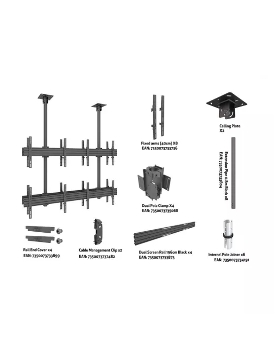 MULTIBRACKETS 3590 Ceiling Mount Multibrackets MBC2X2U2 Ceiling Mount Pro - 8 screens 40 -65  VESA Max 600x400 MULTIBRACKETS M