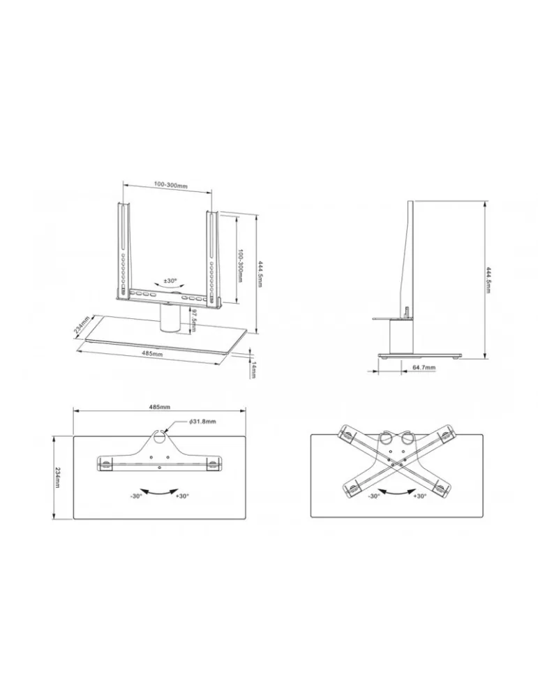 MULTIBRACKETS 3132 Multibrackets TableStand Turn S Negro para pantallas LCD de 24  a 32  VESA MAX 300x300 MULTIBRACKETS MUL313