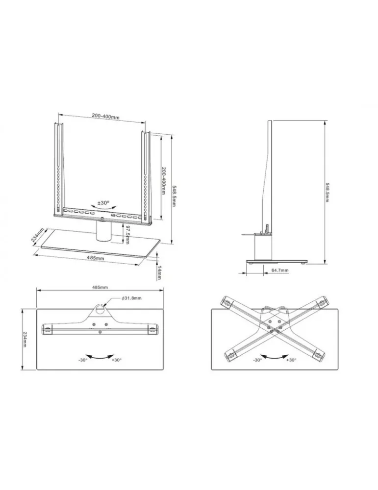 MULTIBRACKETS 1114 Support de table Multibrackets TableStand Turn Medium Noir pour écran LCD de 32" - 42" VESA MAX 400x400