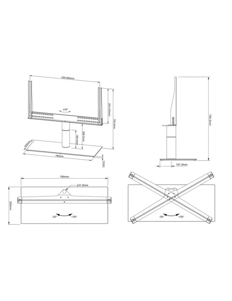 MULTIBRACKETS 3057 Support table Multibrackets TableStand Turn X Large VESA 800x400 REF  MULTIBRACKETS MUL3057 | MusicGoodDeal