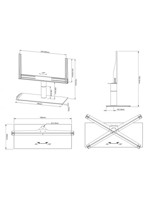 MULTIBRACKETS 3057 Support table Multibrackets TableStand Turn X Large VESA 800x400 REF  MULTIBRACKETS MUL3057 | MusicGoodDeal