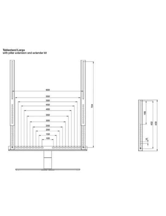 MULTIBRACKETS 1305 Kit de barres d'extension Multibrackets VESA Turn & Motorized Tablestand 600x700