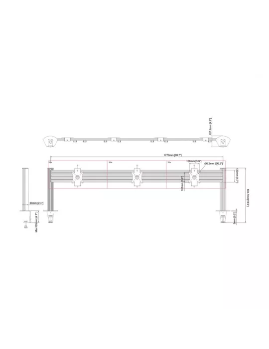 MULTIBRACKETS 5957 Soporte de mesa Multibrackets Columna de sobremesa Pro 3x1 MBDM3x1U - 3 pantallas 32  VESA Max 100x100 MULT