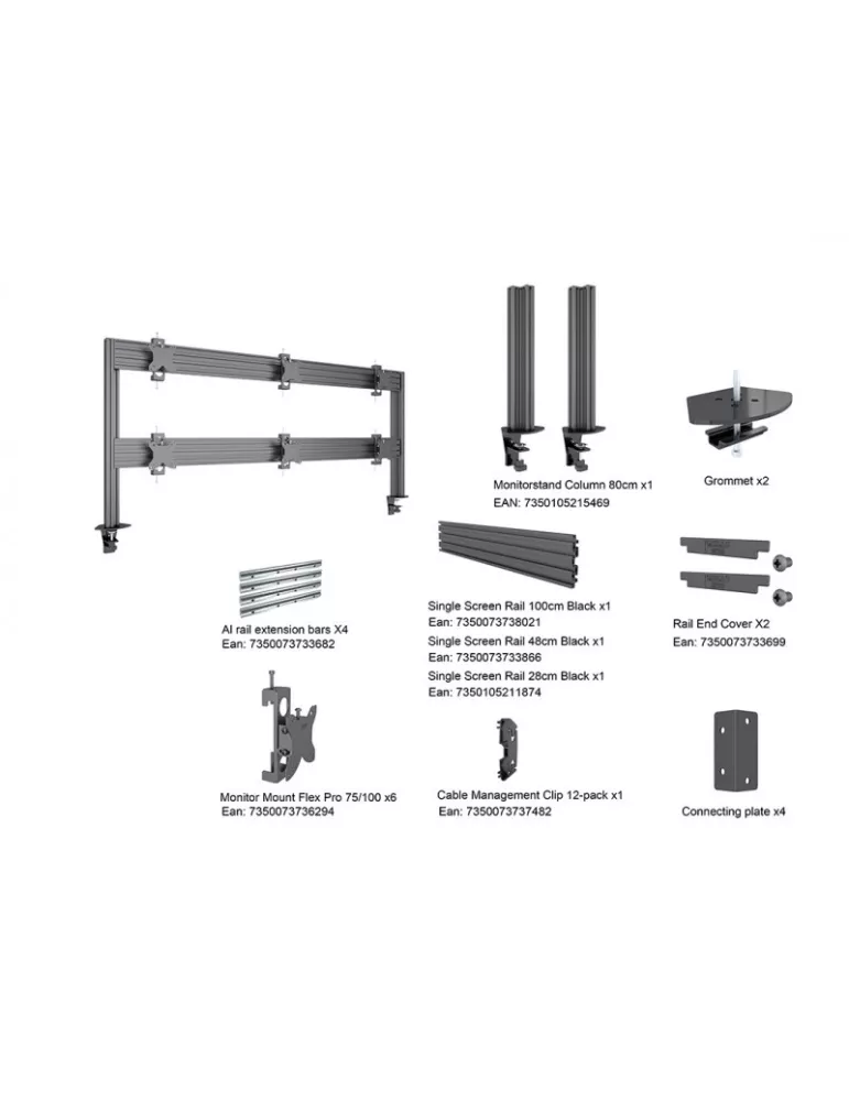 MULTIBRACKETS 5551 6-screen table stand Deskmount Column Pro 3x2 MBDM3x2U REF  MULTIBRACKETS MUL5551 | MusicGoodDeal