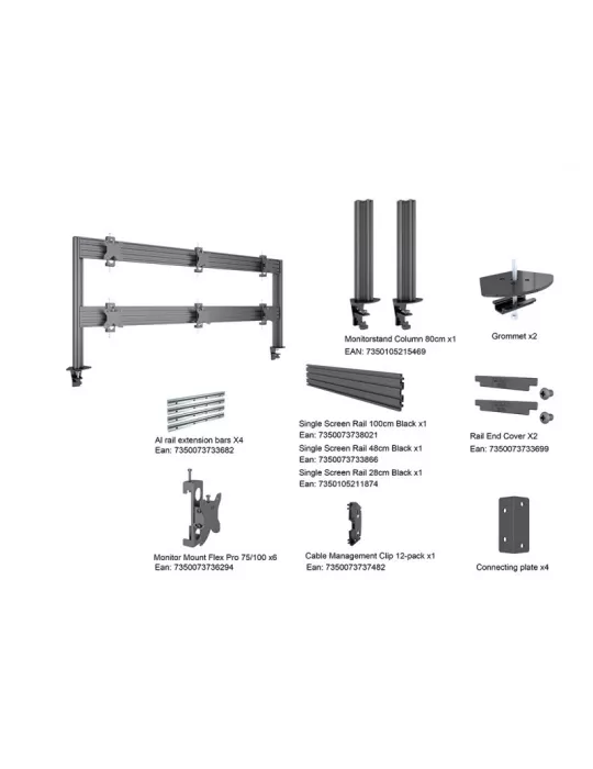 MULTIBRACKETS 5551 6-screen table stand Deskmount Column Pro 3x2 MBDM3x2U REF  MULTIBRACKETS MUL5551 | MusicGoodDeal
