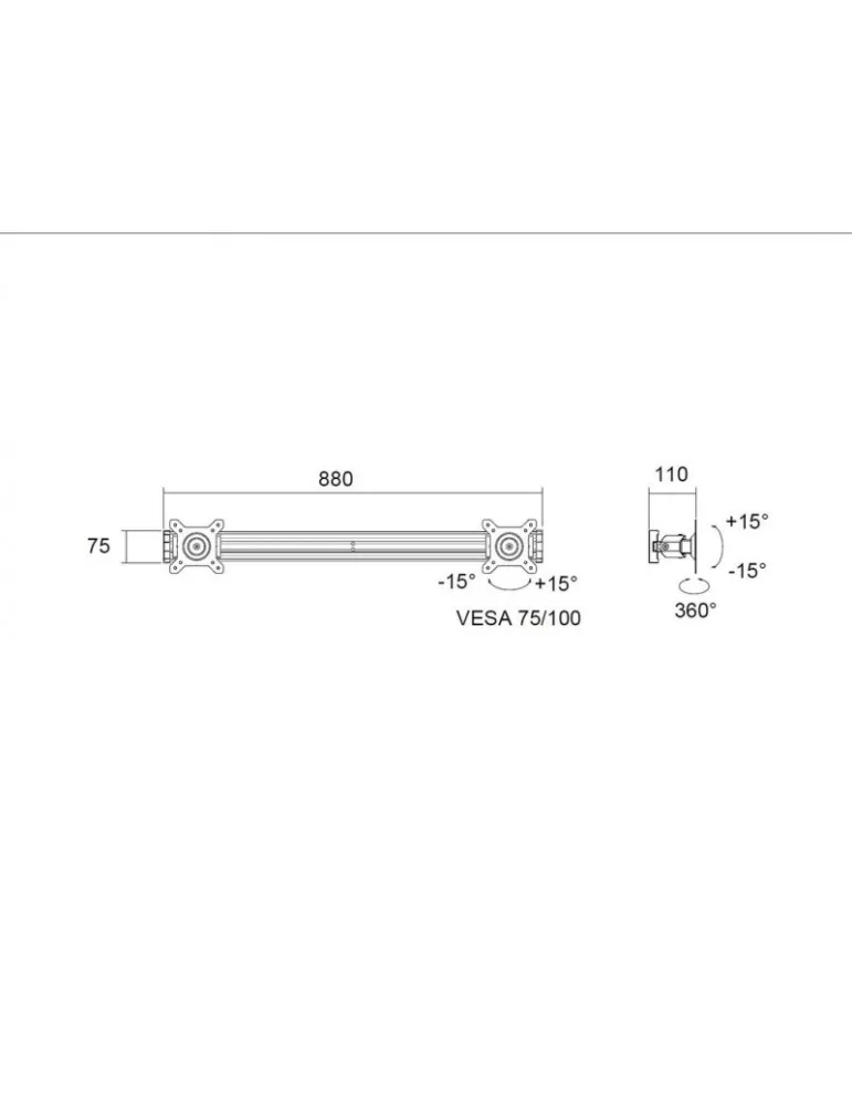 MULTIBRACKETS 6344 Support écran Multibrackets Public Display Stand Dual Screen Mount Silver - 2 écrans 15"-32" VESA Max 100x10