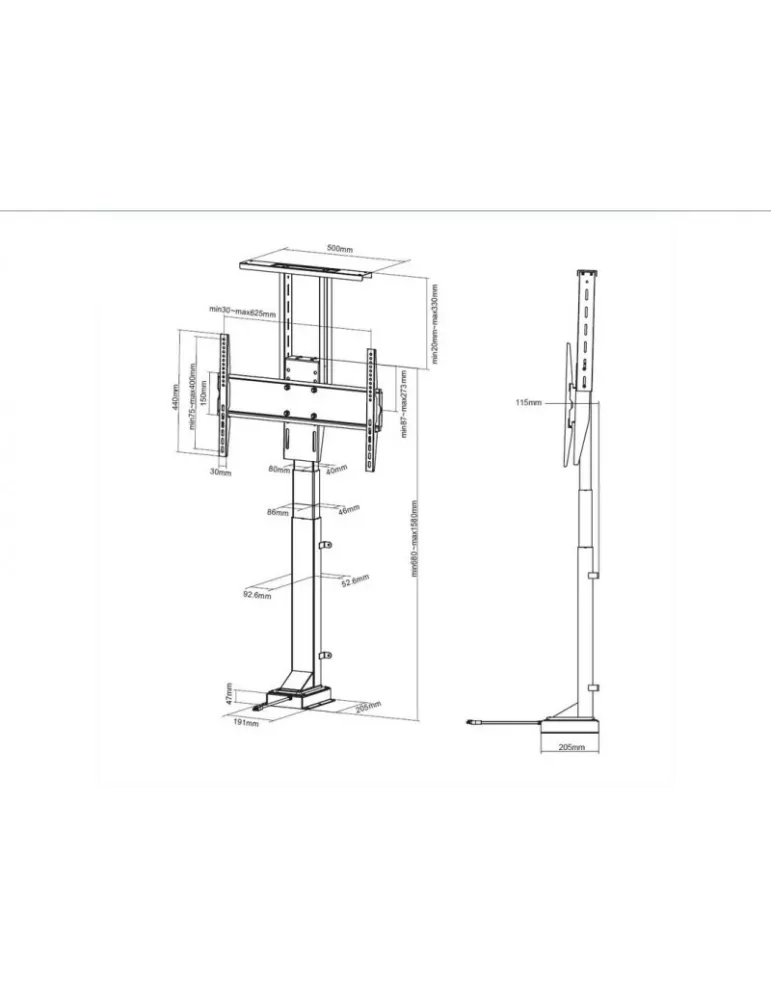 MULTIBRACKETS 5969 Multibrackets motorized stand - 37-65   Vesa Max screen 600x400 REF   MULTIBRACKETS MUL5969 | MusicGoodDeal