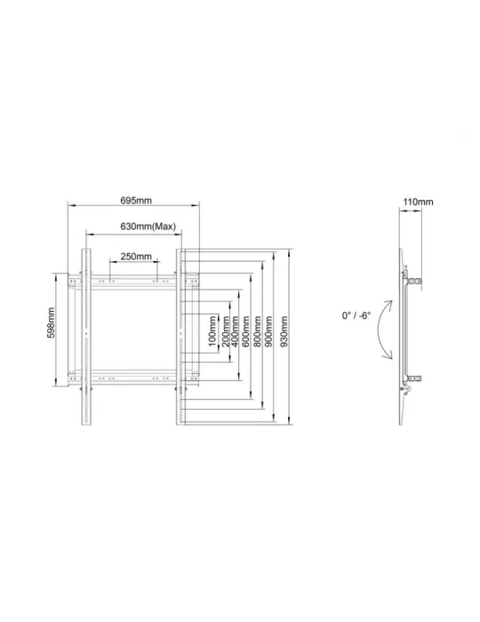 MULTIBRACKETS 8854 Multibracket-Halterung Dual Pole-Halterung 600X900 - Bildschirm 55 -75  VESA Max 600x900 MULTIBRACKETS MUL8