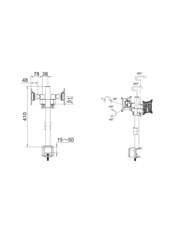 MULTIBRACKETS 5860 Support table rotatif Multibrackets Deskmount Officeline Dual B2B Black - écran 15" -30" Vesa Max 100x100 2