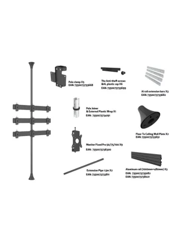 MULTIBRACKETS 2024 Boden-Decken-Halterung Multibrackets Floor to Ceiling Mount Pro MBFC3X3U-F100 - 9 Monitore 15 -32C  VESA Ma 2