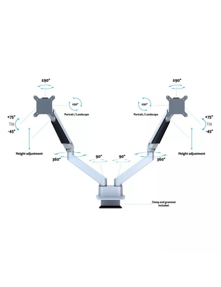 MULTIBRACKETS 3972 Multibrackets Gas Lift Arm Dual Side by Side - 2 screens 15 -32  VESA Max 100x100 MULTIBRACKETS MUL3972 | M