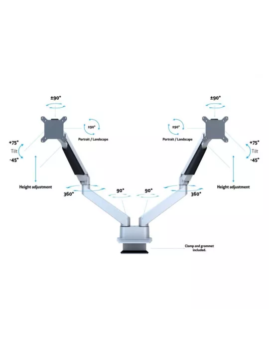 MULTIBRACKETS 3972 Multibrackets Gas Lift Arm Dual Side by Side - 2 screens 15 -32  VESA Max 100x100 MULTIBRACKETS MUL3972 | M