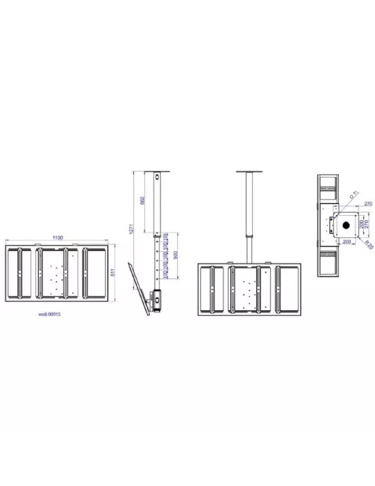EUROMET 09124 Vesa Max 1100x610 screen ceiling mount EUROMET EUR09124 | MusicGoodDeal