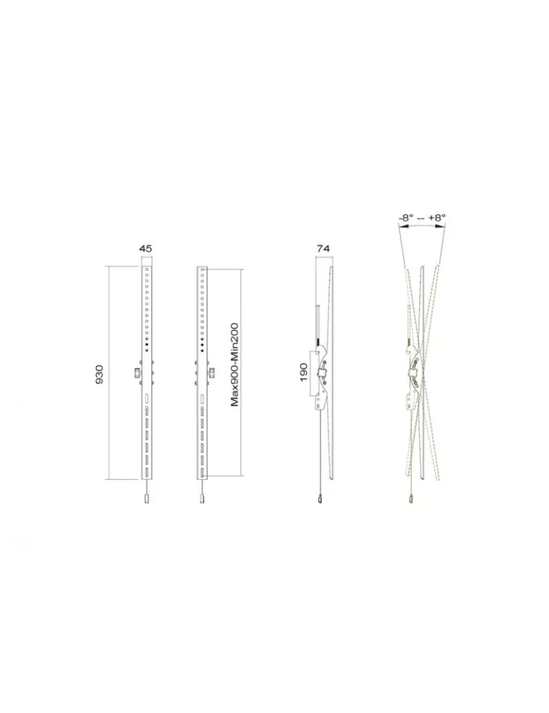 MULTIBRACKETS 8038 Barre pour support écran inclinable Multibrackets Public Display Stand Black Tilt Arms 900mm - lot de 2