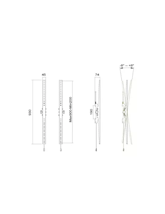 MULTIBRACKETS 8038 Barra para soporte de pantalla inclinable Multibrackets Public Display Stand Black Tilt Arms 900mm - juego