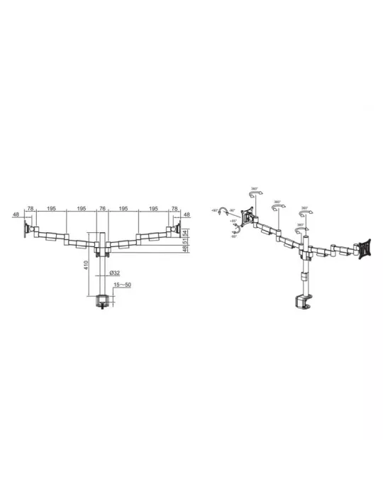MULTIBRACKETS 5853 Multibrackets rotating table stand Deskmount Officeline Dual Black - 15  -30  screen Vesa Max 100x100 MULTI