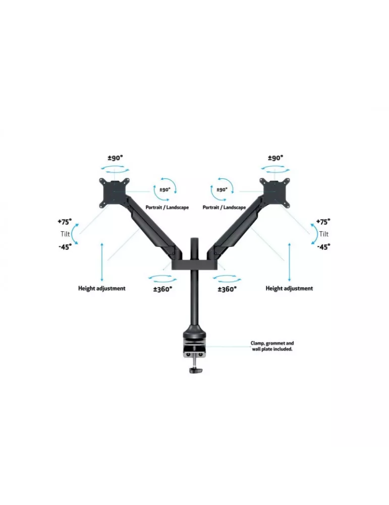 MULTIBRACKETS 7204 Support de table articulé Multibrackets M VESA Gas Lift Arm Dual - 2 écrans de 15"- 32" VESA Max 100x100