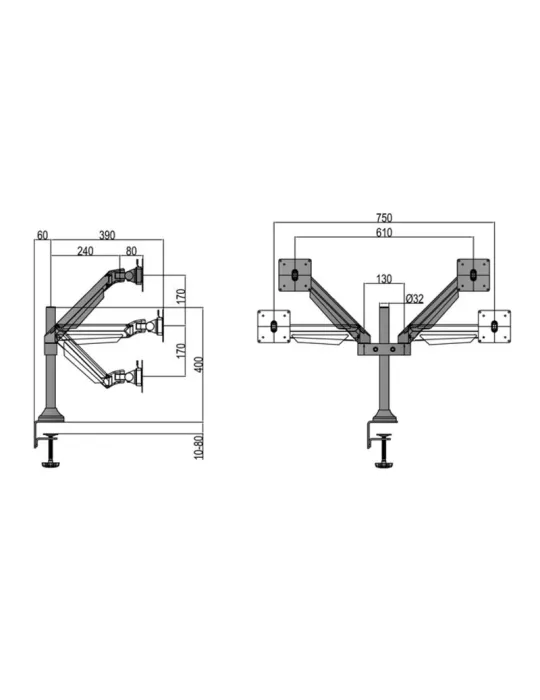 MULTIBRACKETS 7204 Articulating table support Multibrackets M VESA Gas Lift Arm Dual - 2 screens 15 - 32  VESA Max 100x100 MUL