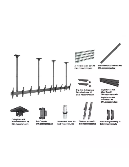 MULTIBRACKETS 5353 Support plafond Multibrackets Ceiling Mount Pro MBC5X1U - 5 screens 40 -65  VESA Max 600x400 MULTIBRACKETS