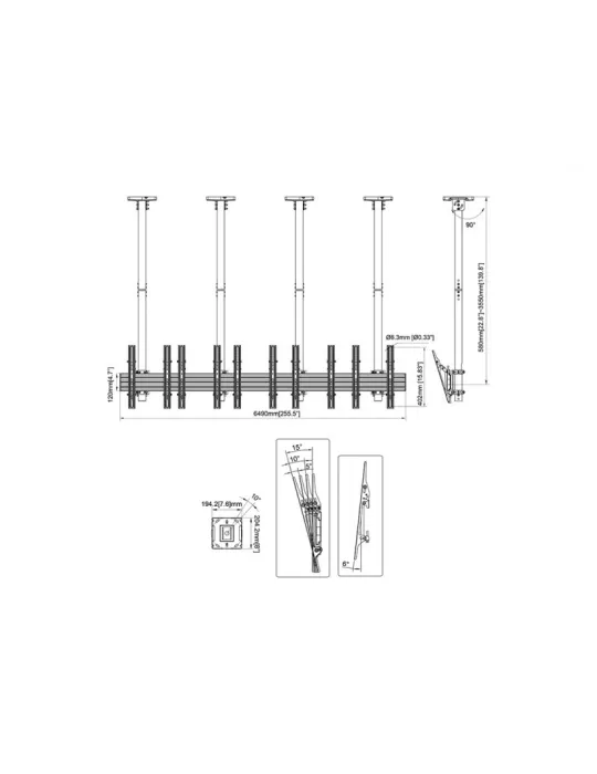 MULTIBRACKETS 5353 Deckenhalterung Multibrackets Ceiling Mount Pro MBC5X1U - 5 Monitore 40 -65  VESA Max 600x400 MULTIBRACKETS